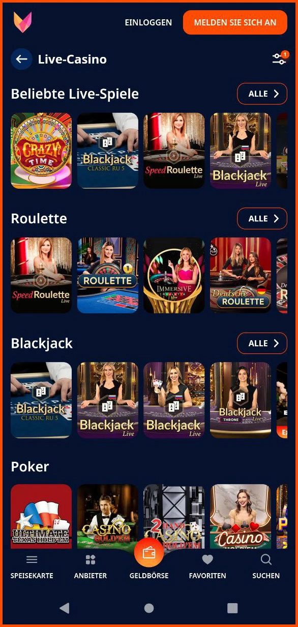 Alle Live-Casino auf einen Blick bei Nika Casino