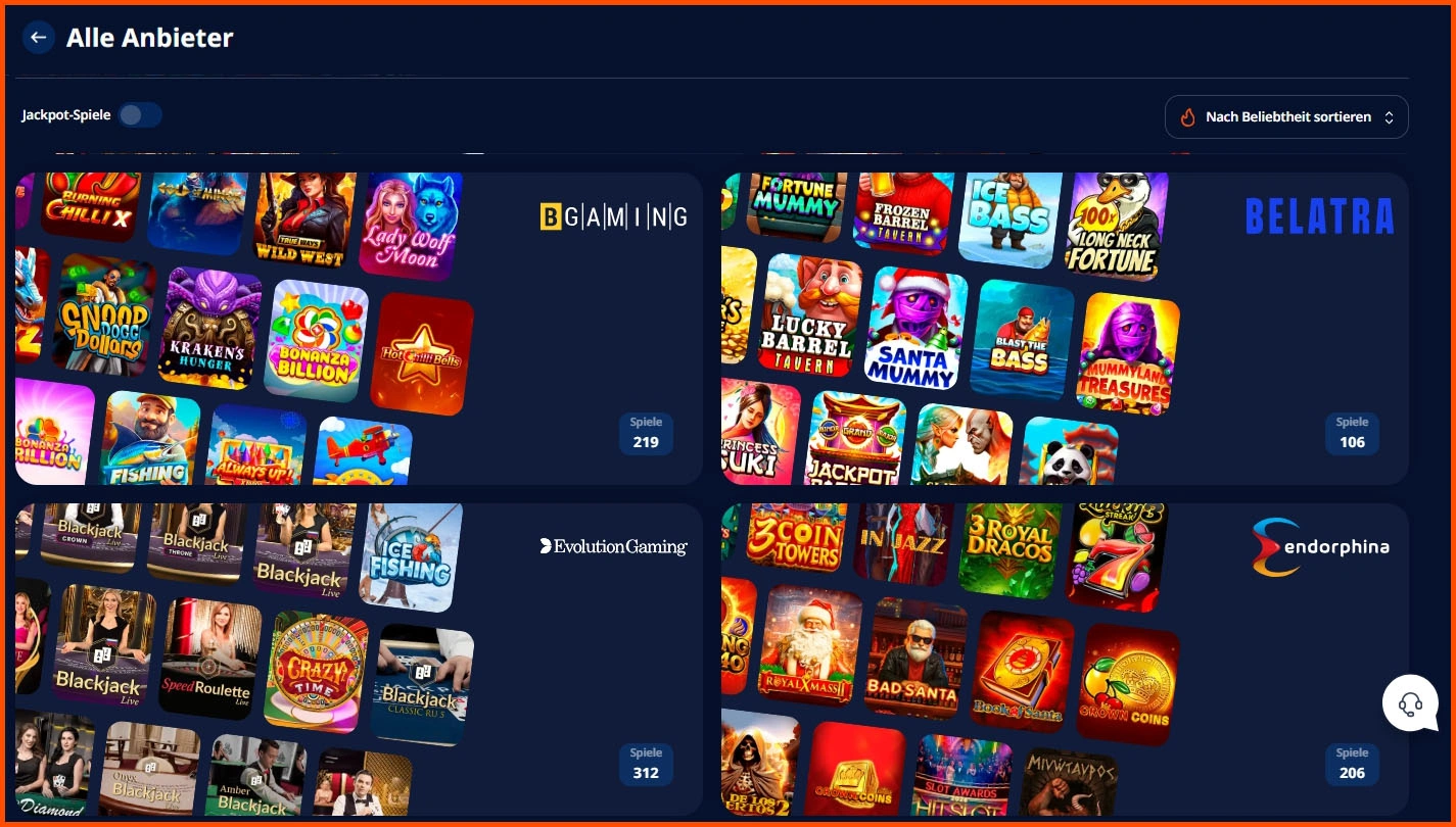 Software-Provider bei Nika Casino